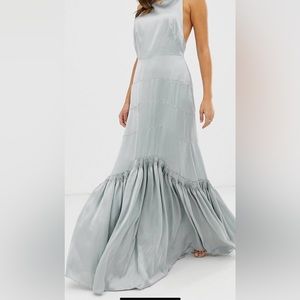 ASOS EDITION paneled maxi dress with pleat hem detail